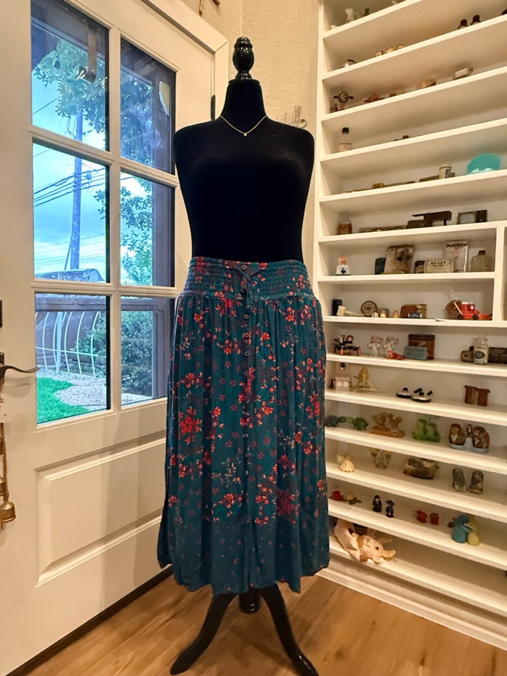 Torrid Teal Floral Midi Skirt - Women's Boho Skirt